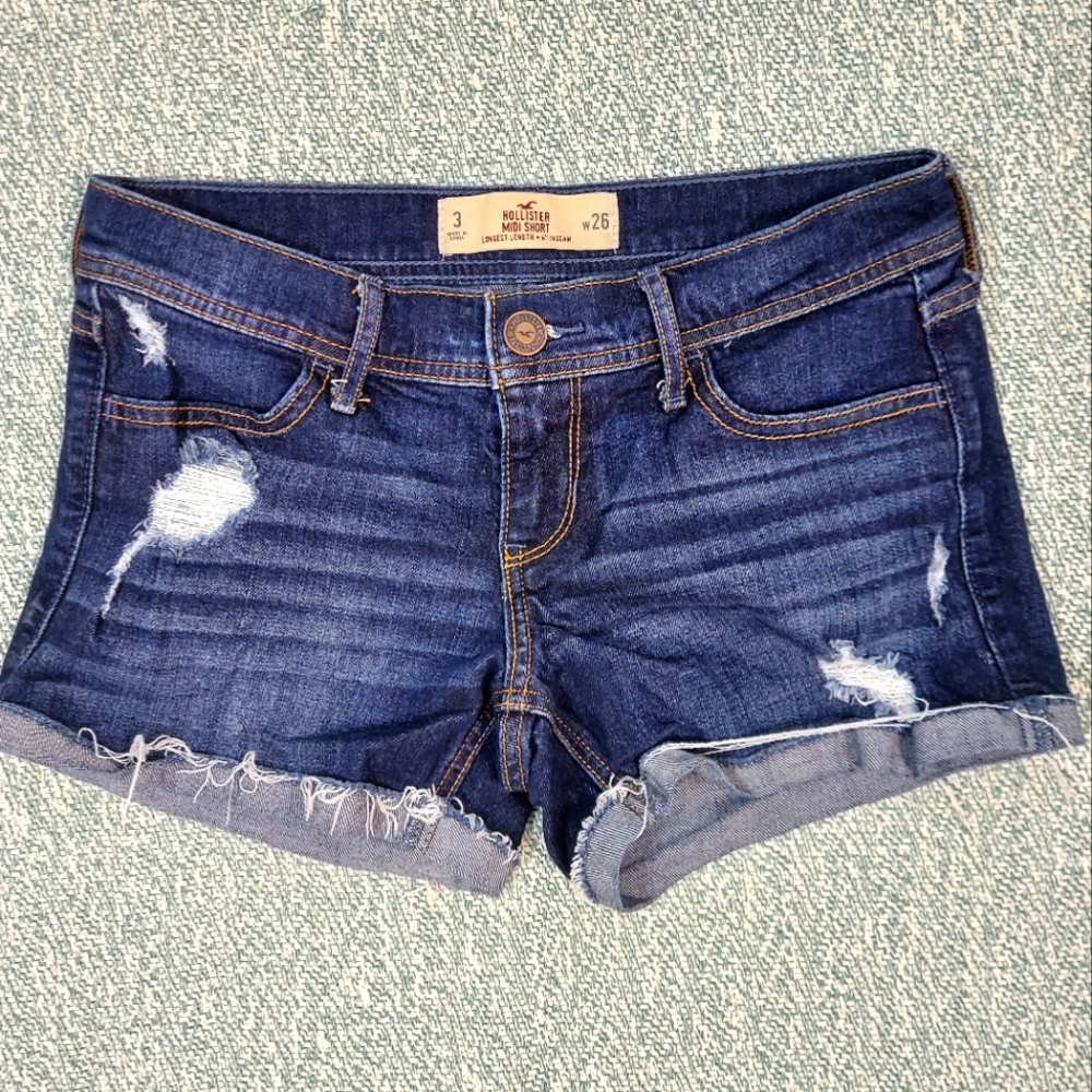 Hollister Dark Blue Jean Short-Shorts, Sz 3 (26" waist)